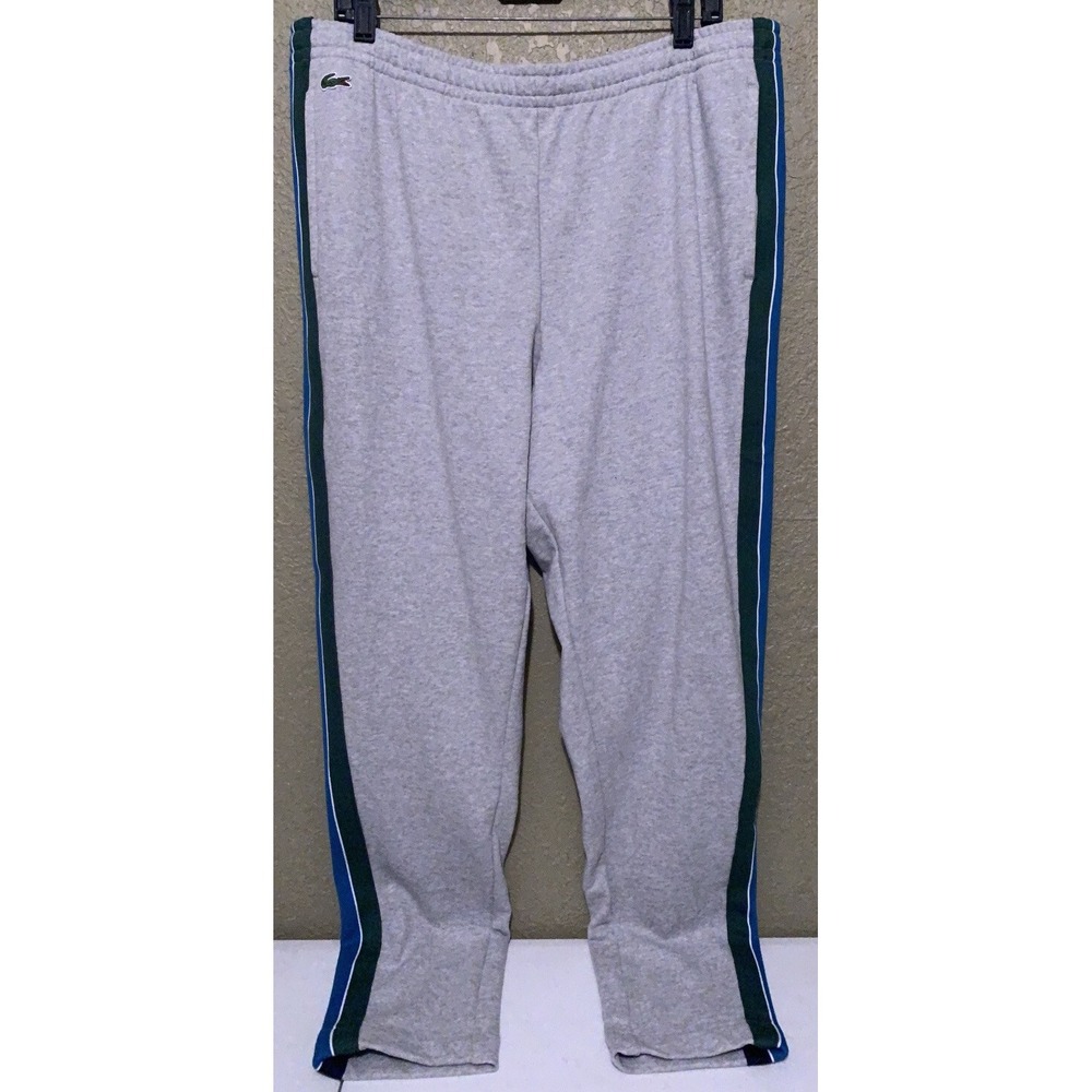 NEW Lacoste Sport Men's Size XL (6) Gray Striped Track Sweatpants Jogger